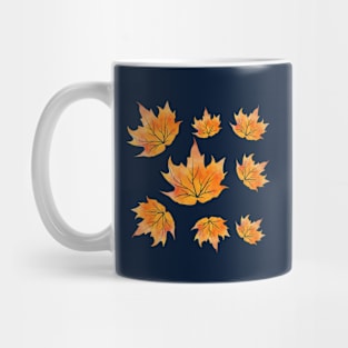 Beautiful Orange Watercolor Autumn Leaves Falling Mug